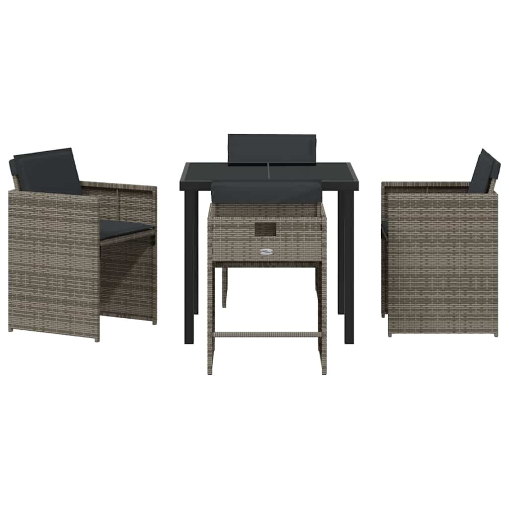 Tuin Eetset 5 pcs Grijs poly rattan