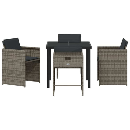 Tuin Eetset 5 pcs Grijs poly rattan