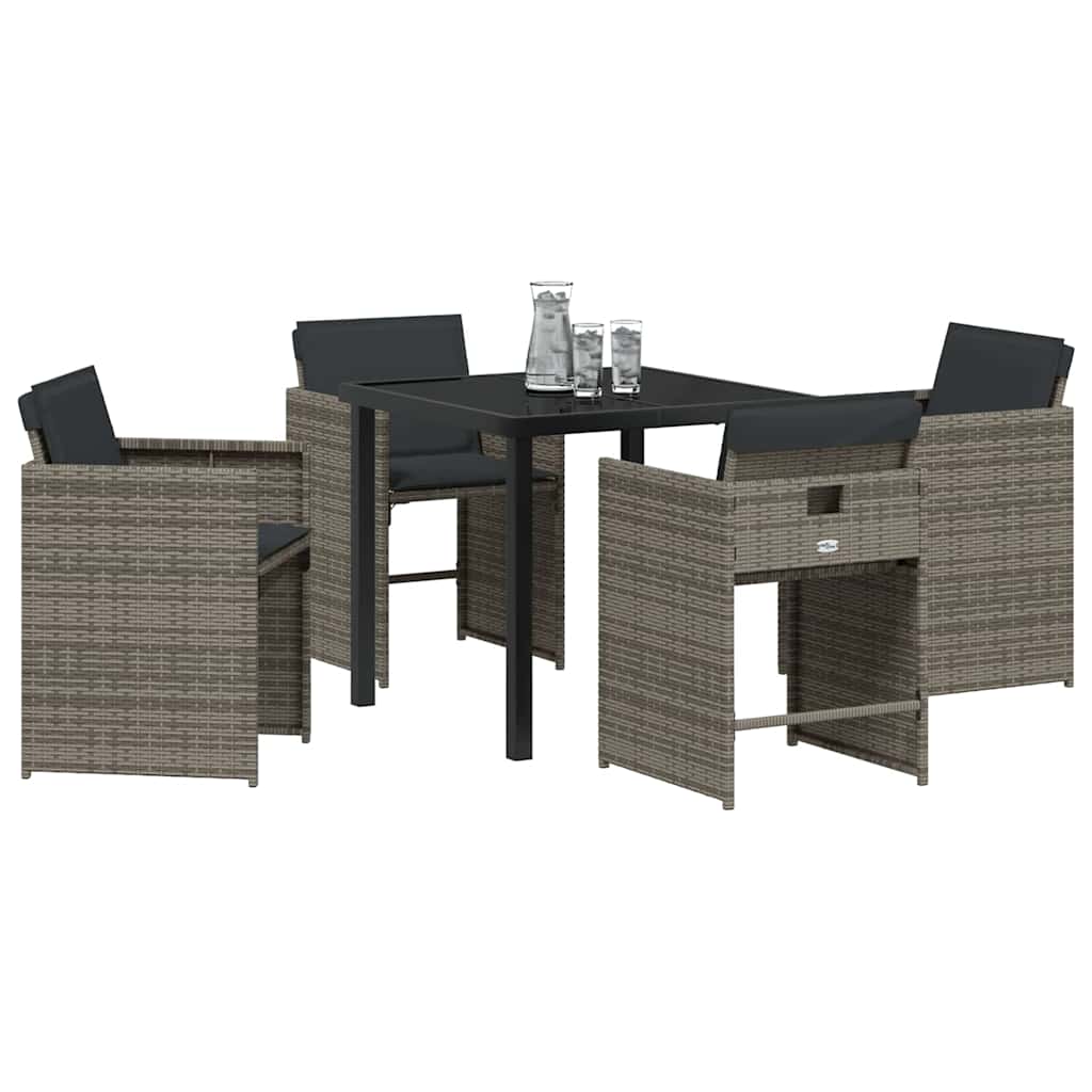Tuin Eetset 5 pcs Grijs poly rattan