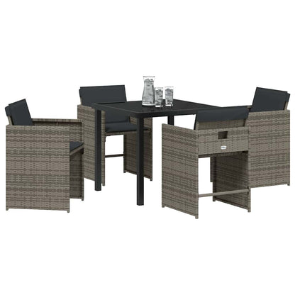 Tuin Eetset 5 pcs Grijs poly rattan
