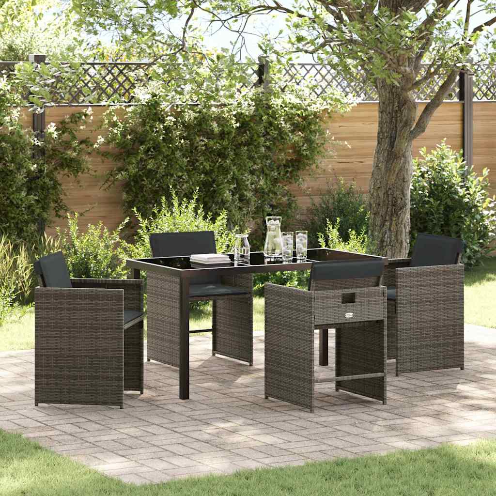Tuin Eetset 5 pcs Grijs poly rattan