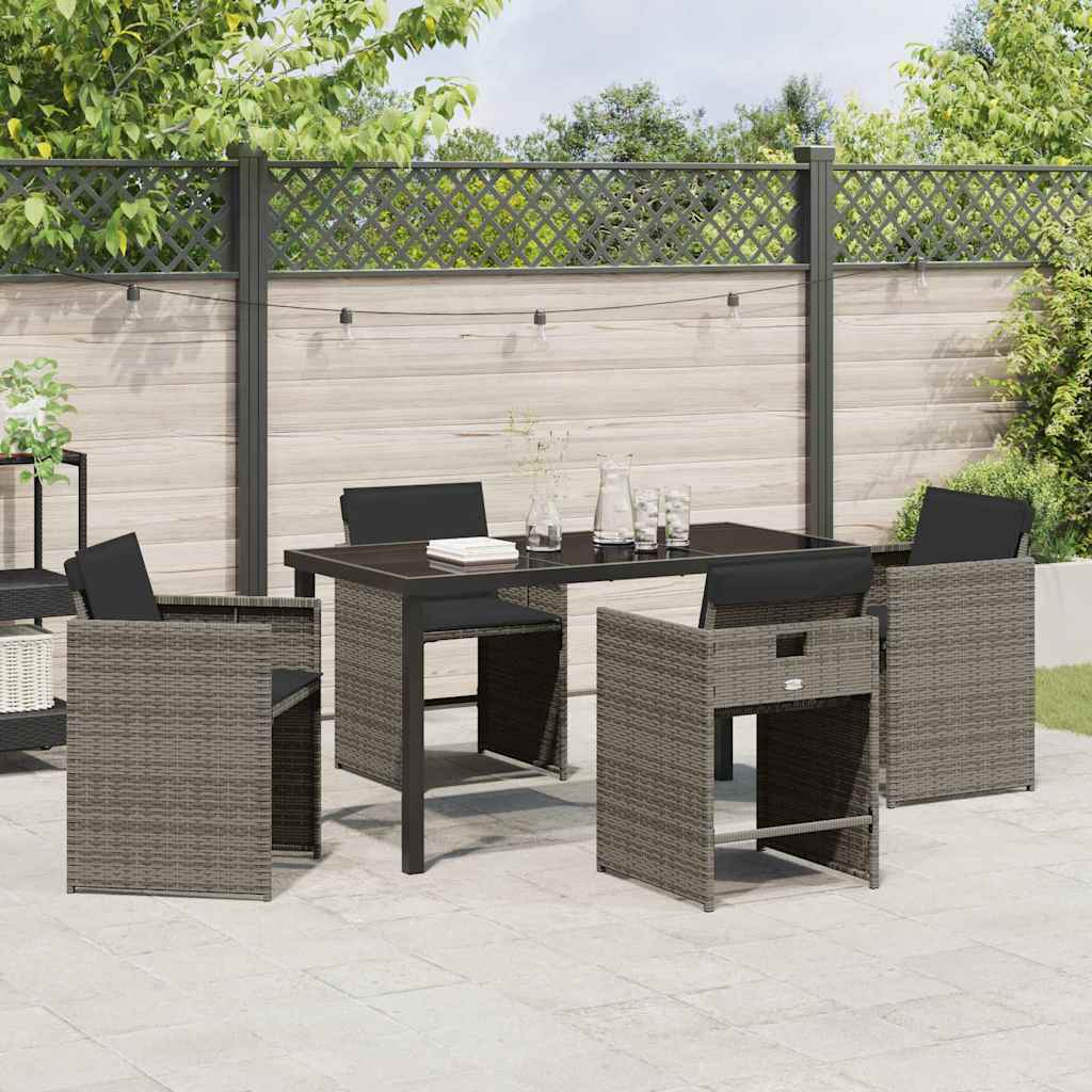 Tuin Eetset 5 pcs Grijs poly rattan