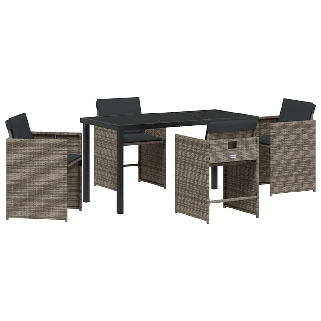 Tuin Eetset 5 pcs Grijs poly rattan
