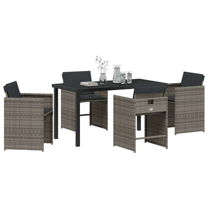 Tuin Eetset 5 pcs Grijs poly rattan