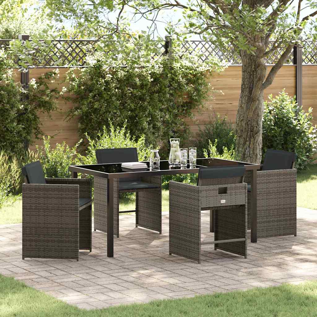 Tuin Eetset 5 pcs Grijs poly rattan
