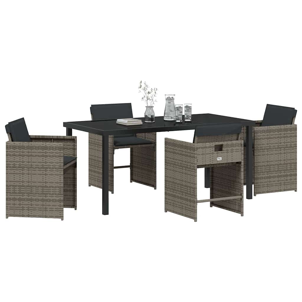 Tuin Eetset 5 pcs Grijs poly rattan