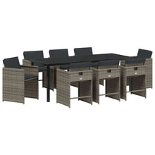 Tuin Eettafelset 9 Pcs Poly Rattan 8-persoons Grijs 200 cm