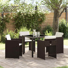 Tuin eettafelset 5 delig bruin poly rattan