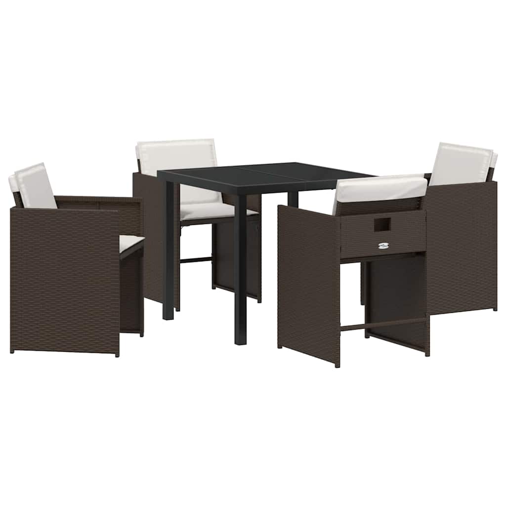 Tuin Eetset 5 pcs Bruin poly rattan