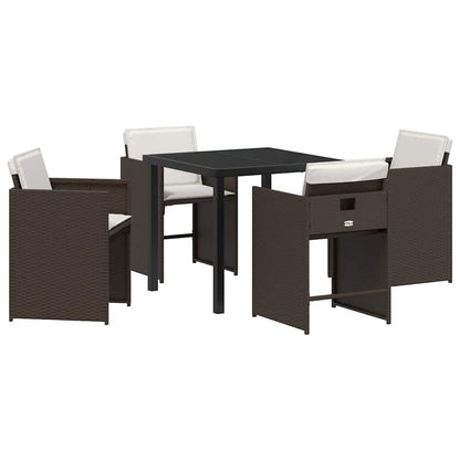 Tuin Eetset 5 pcs Bruin poly rattan