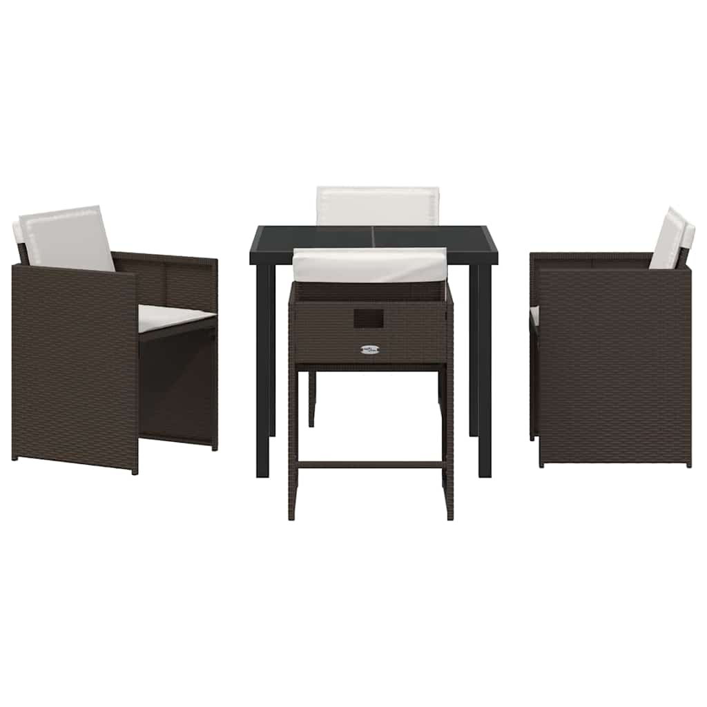 Tuin Eetset 5 pcs Bruin poly rattan