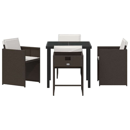 Tuin Eetset 5 pcs Bruin poly rattan
