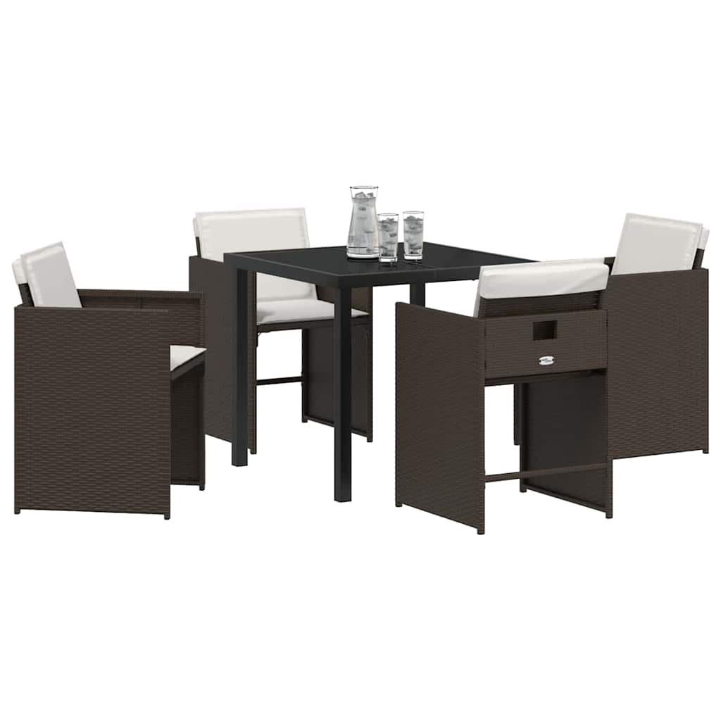 Tuin Eetset 5 pcs Bruin poly rattan