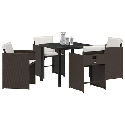 Tuin Eetset 5 pcs Bruin poly rattan
