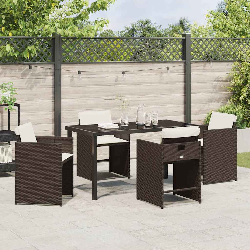 Tuin Eetset 5 pcs Bruin poly rattan