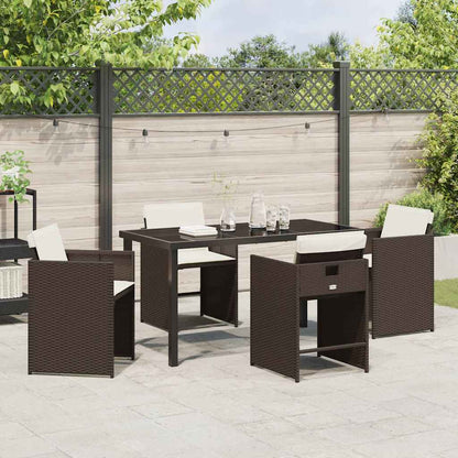Tuin Eetset 5 pcs Bruin poly rattan