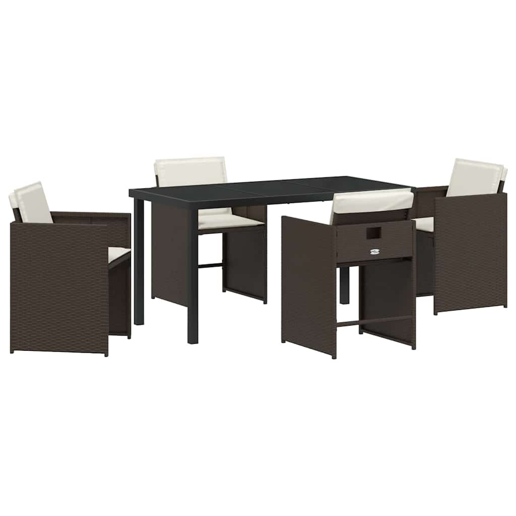 Tuin Eetset 5 pcs Bruin poly rattan