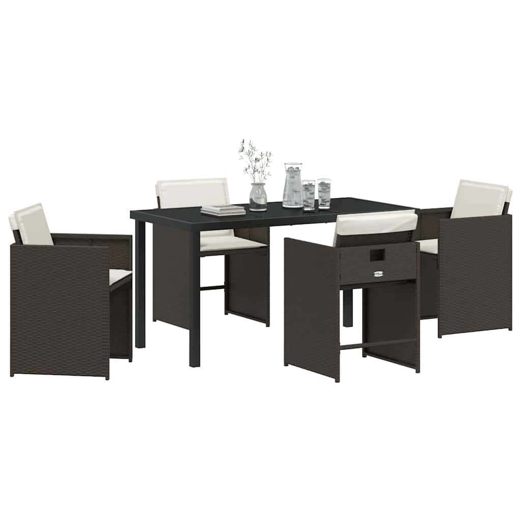 Tuin Eetset 5 pcs Bruin poly rattan