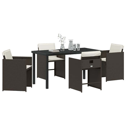 Tuin Eetset 5 pcs Bruin poly rattan