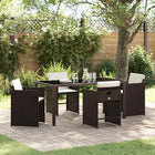 Tuin eettafelset 5-delig poly rattan bruin