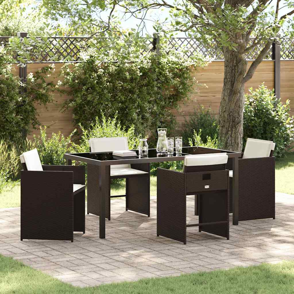 Tuin Eetset 5 pcs Bruin poly rattan