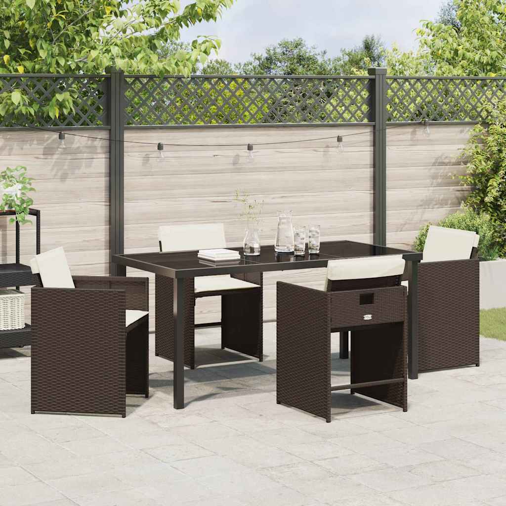 Tuin Eetset 5 pcs Bruin poly rattan
