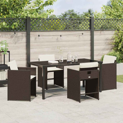 Tuin Eetset 5 pcs Bruin poly rattan
