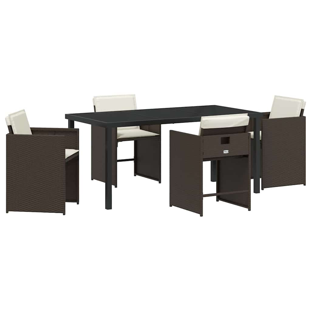 Tuin Eetset 5 pcs Bruin poly rattan