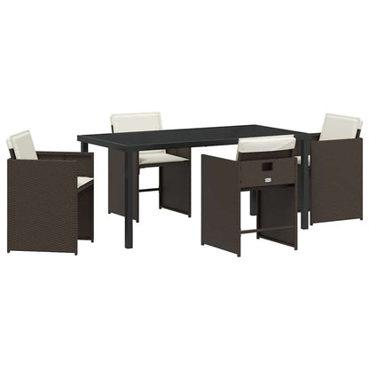 Tuin Eetset 5 pcs Bruin poly rattan