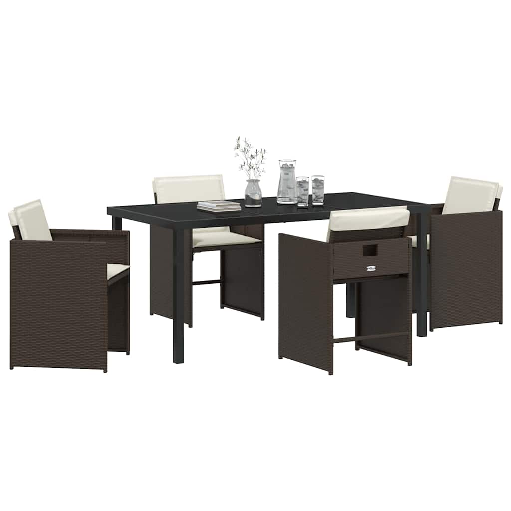 Tuin Eetset 5 pcs Bruin poly rattan
