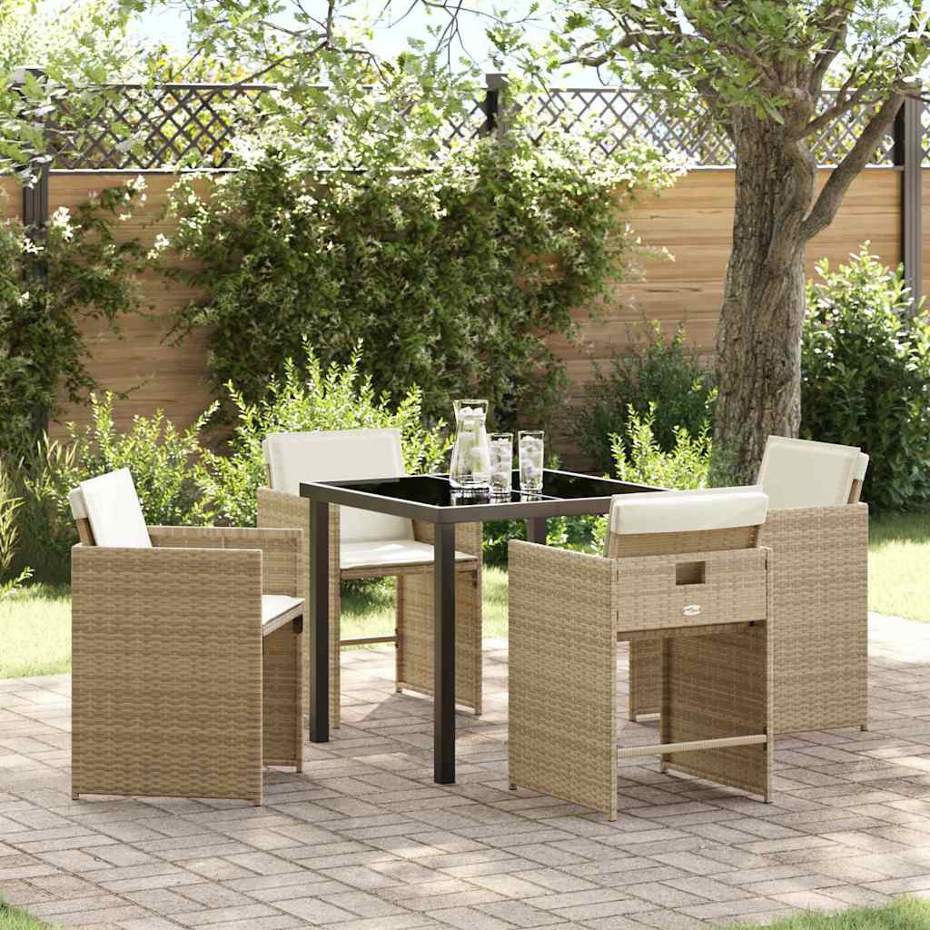 Tuin Eetset 5 pcs Beige poly rattan