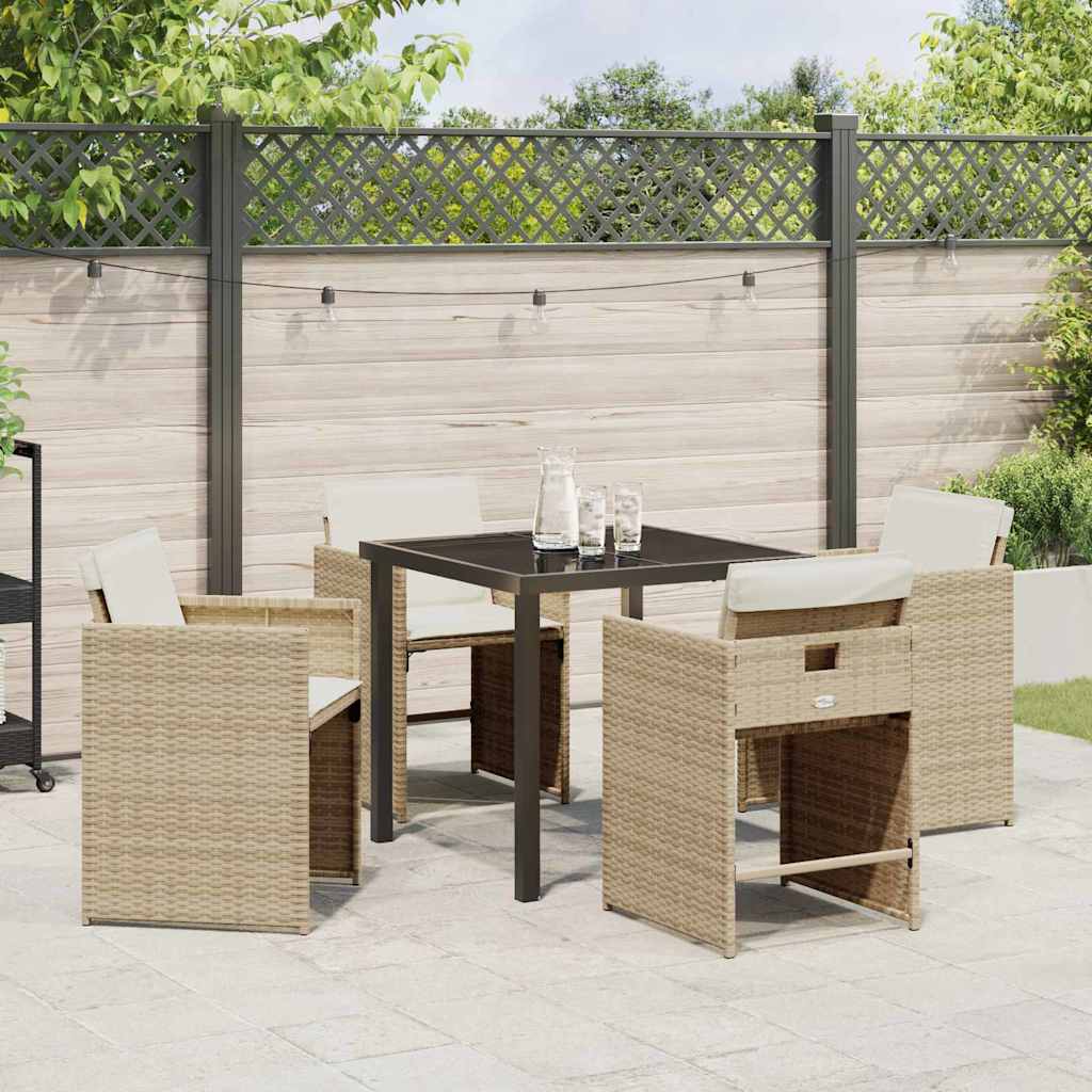 Tuin Eetset 5 pcs Beige poly rattan