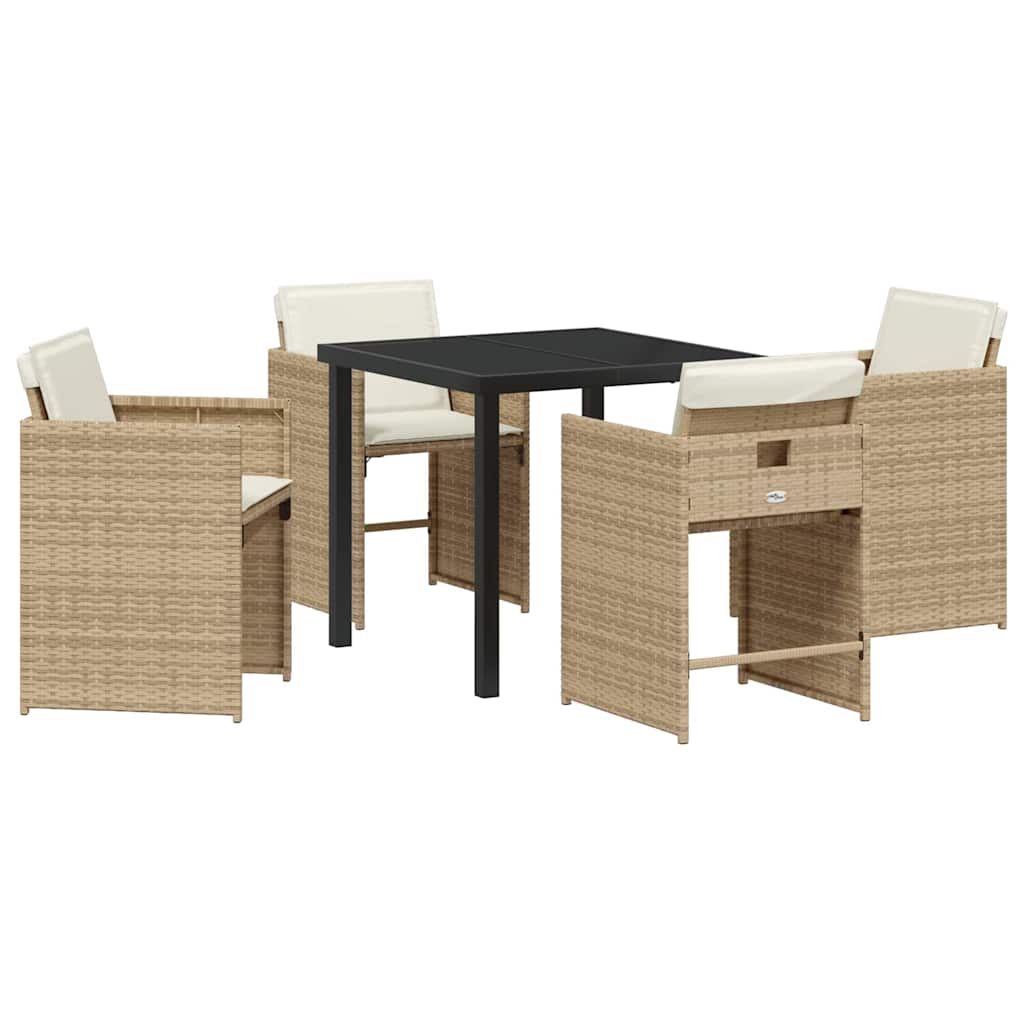 Tuin Eetset 5 pcs Beige poly rattan