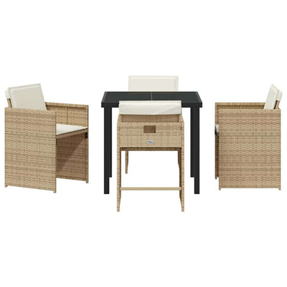 Tuin Eetset 5 pcs Beige poly rattan