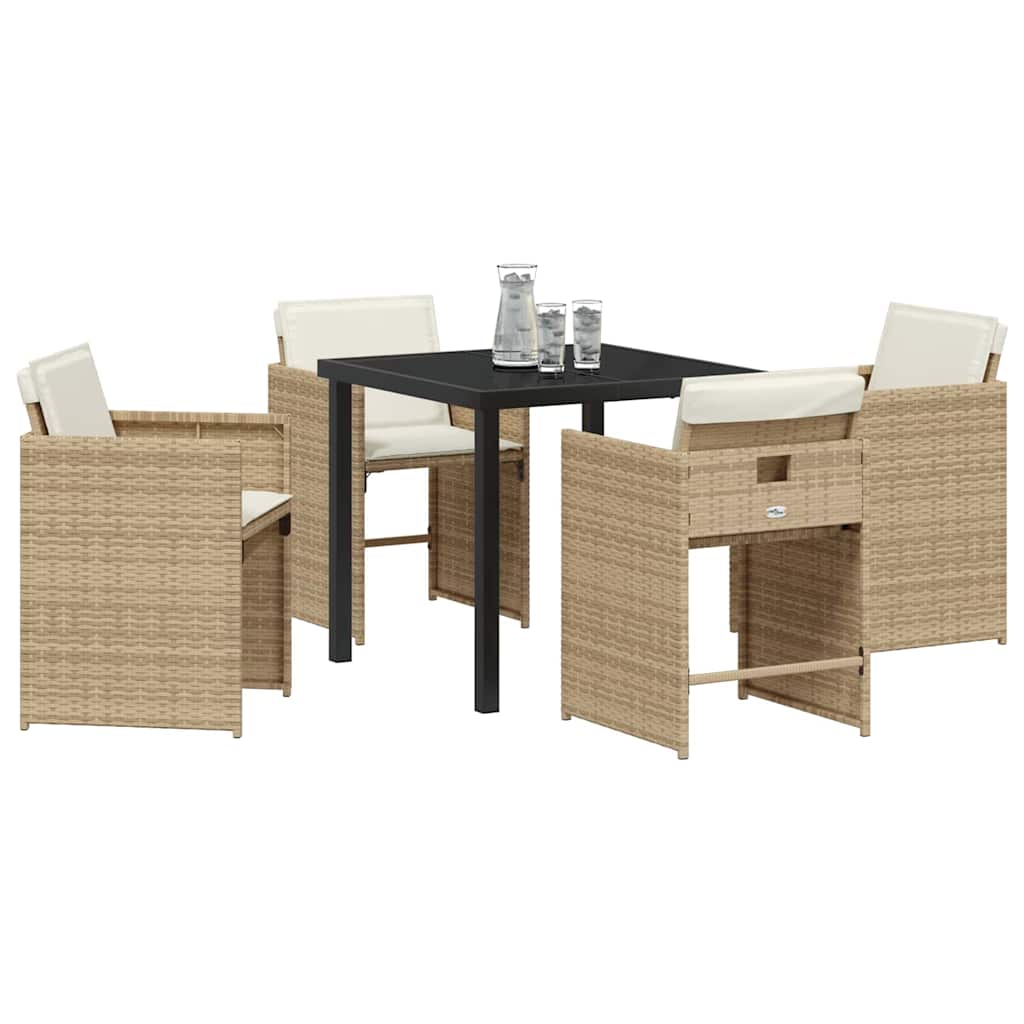 Tuin Eetset 5 pcs Beige poly rattan