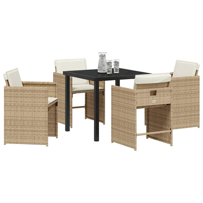 Tuin Eetset 5 pcs Beige poly rattan