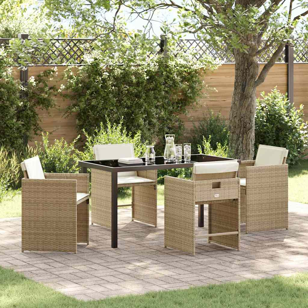Tuin Eetset 5 pcs Beige poly rattan