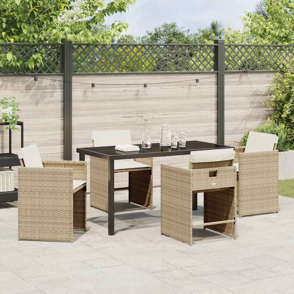 Tuin Eetset 5 pcs Beige poly rattan
