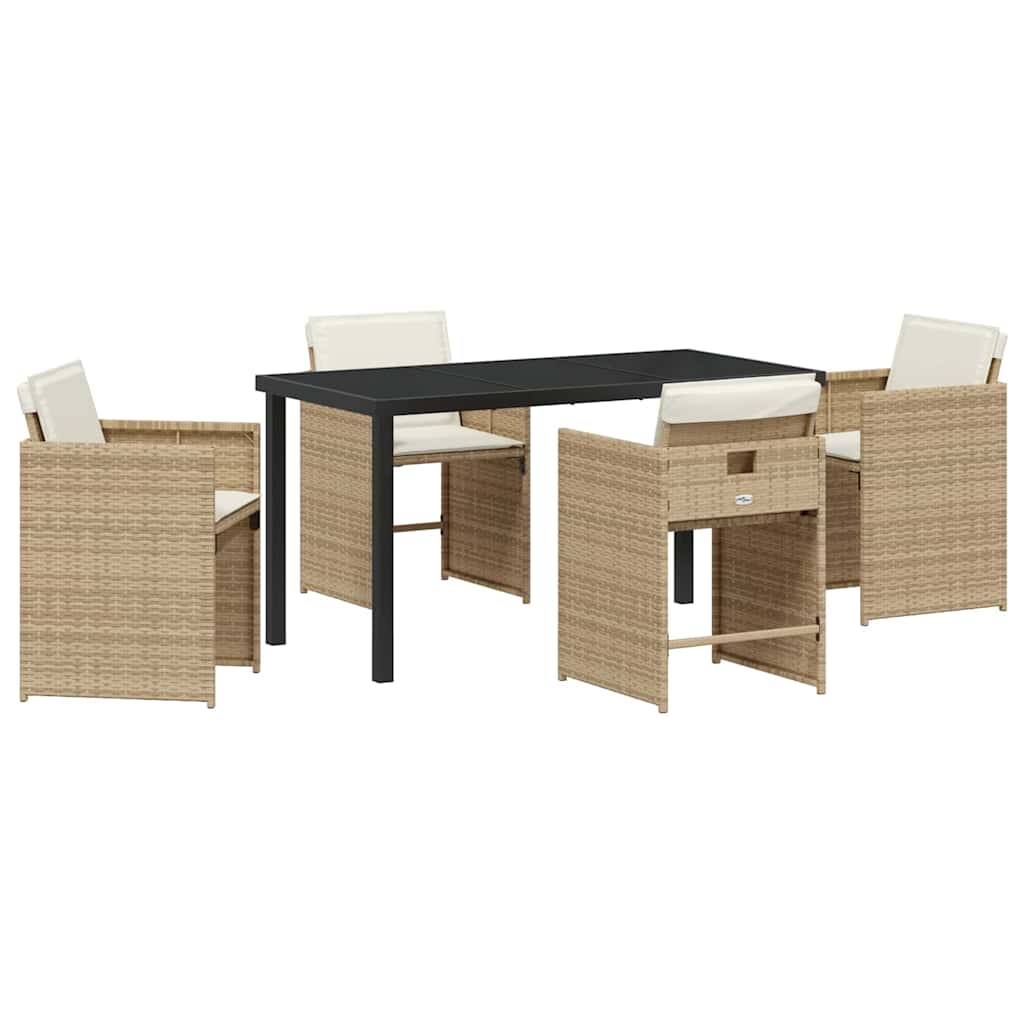 Tuin Eetset 5 pcs Beige poly rattan