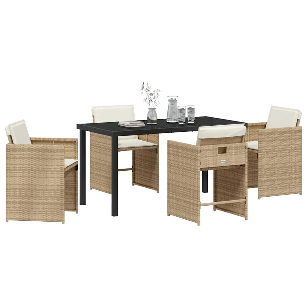 Tuin Eetset 5 pcs Beige poly rattan