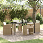Tuin eettafelset 5-delig polyrattan beige