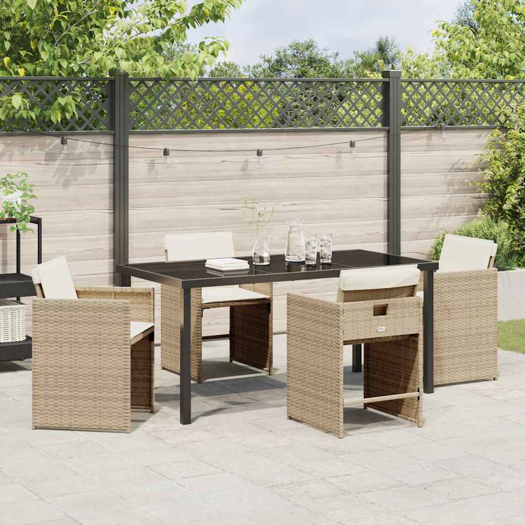 Tuin Eetset 5 pcs Beige poly rattan
