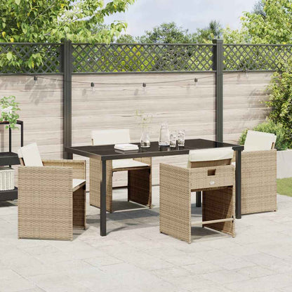 Tuin Eetset 5 pcs Beige poly rattan