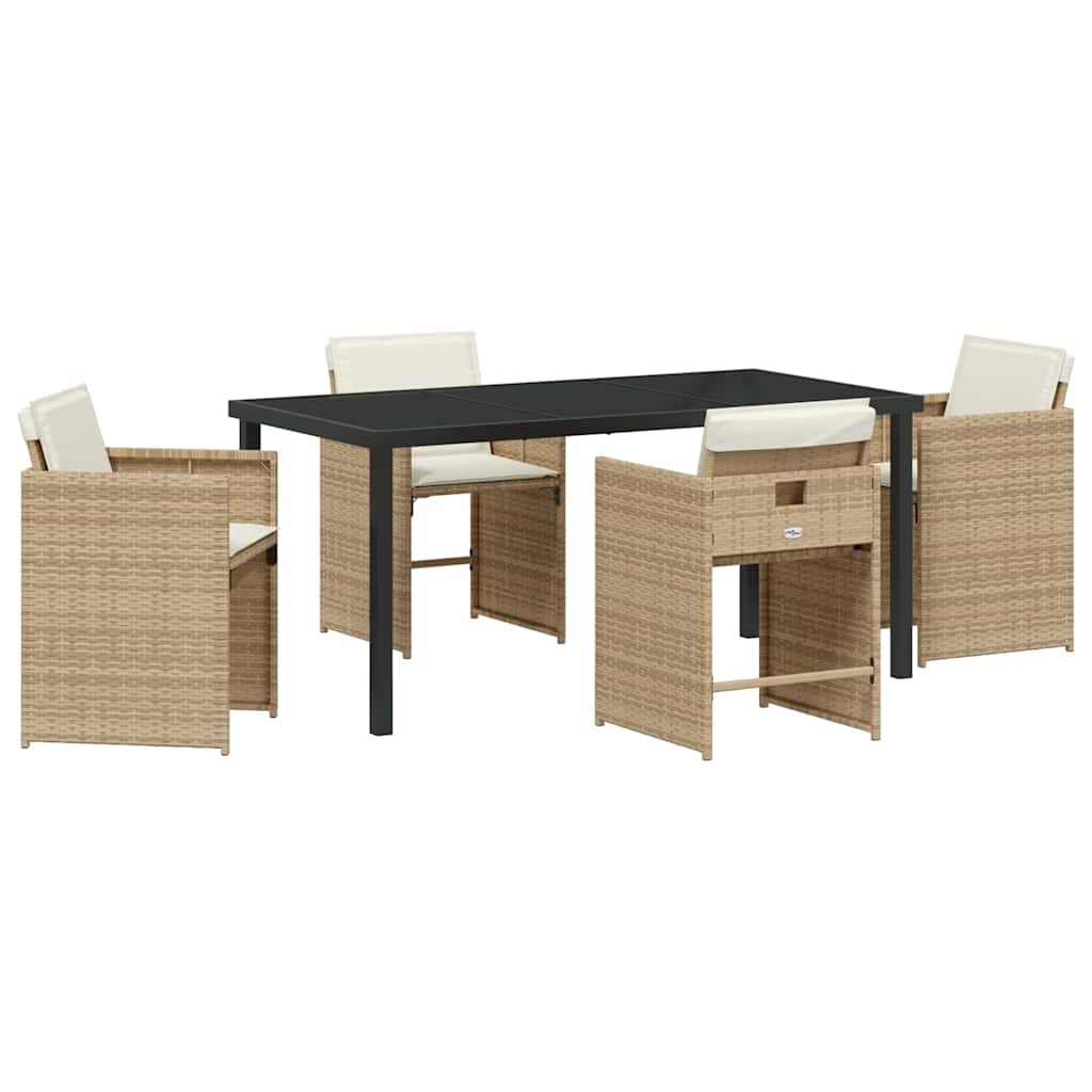 Tuin Eetset 5 pcs Beige poly rattan