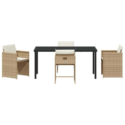 Tuin Eetset 5 pcs Beige poly rattan