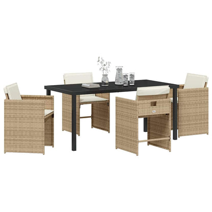 Tuin Eetset 5 pcs Beige poly rattan