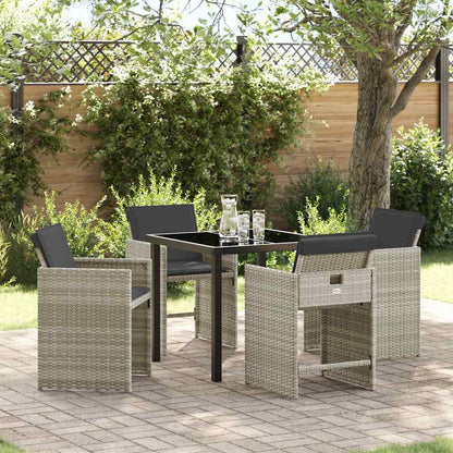 Tuin Eetset 5 pcs Lichtgrijs poly rattan