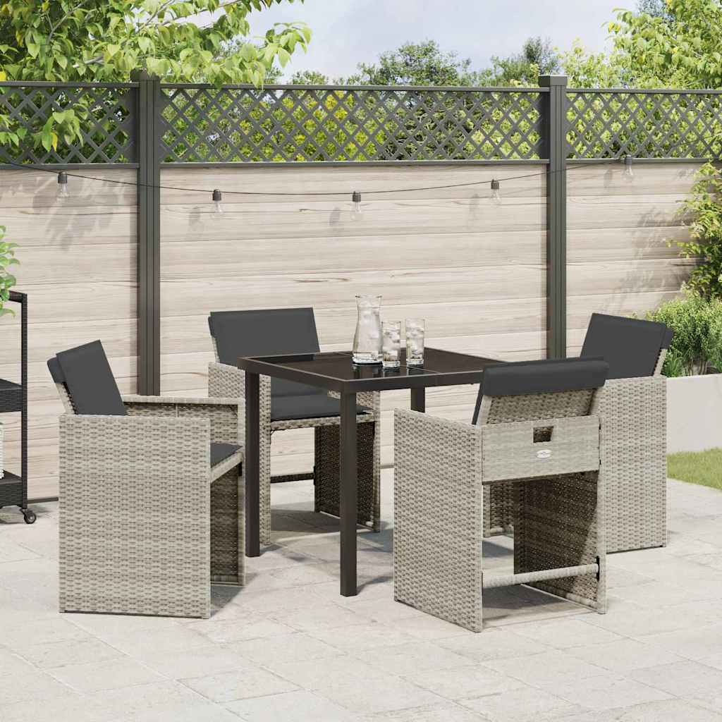 Tuin Eetset 5 pcs Lichtgrijs poly rattan