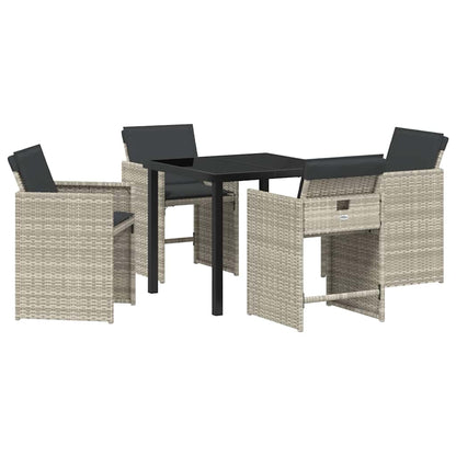 Tuin Eetset 5 pcs Lichtgrijs poly rattan