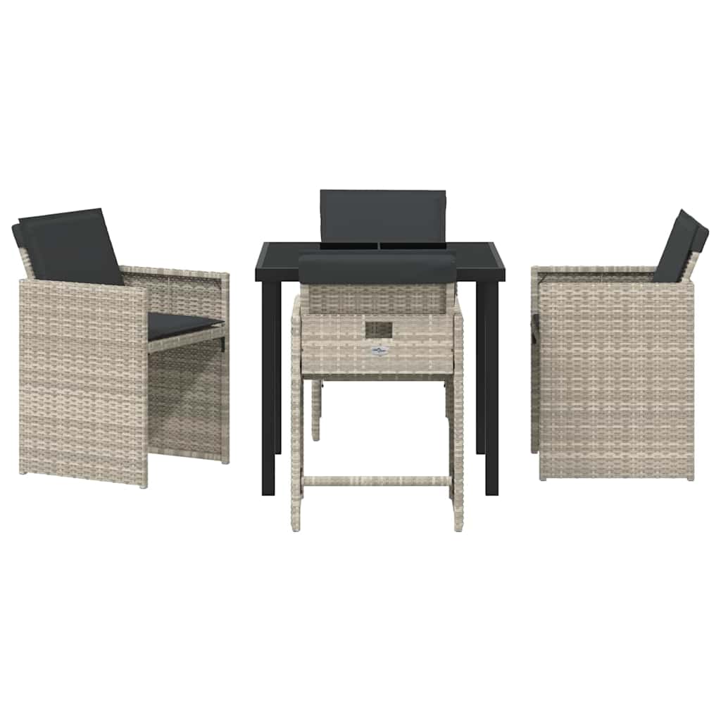 Tuin Eetset 5 pcs Lichtgrijs poly rattan